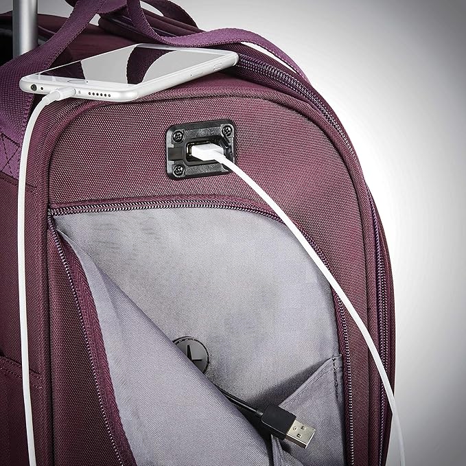 Samsonite Underseat Carry-On Spinner With USB Port, Purple, One Size