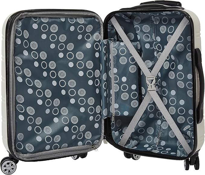 Rockland Melbourne Hardside Expandable Spinner Wheel Luggage, White, 2 Piece (20"/28")