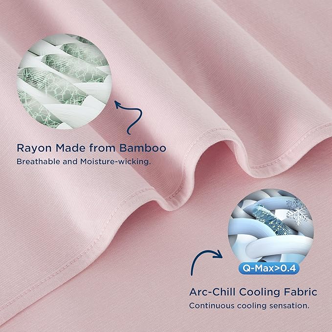 Bedsure Pink Cooling Blanket Full Size for Hot Sleepers - Summer Blanket Full Size Cold Bed Cool Arc-Chill Thin Ice Cooled Bedding with Rayon Derived from Bamboo Night Sweats Hot Flashes, 80x90