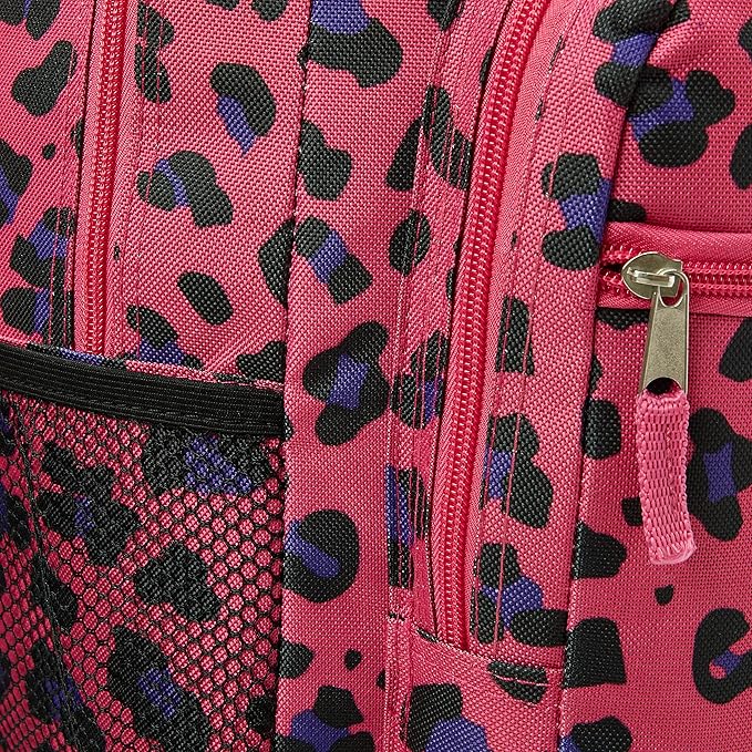Rockland Double Handle Rolling Backpack, Magenta Leopard, 17"