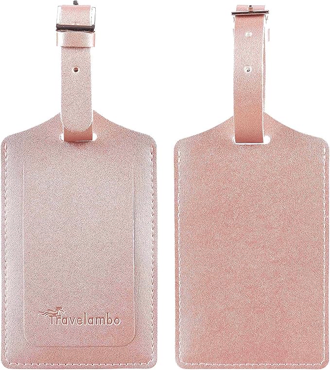 Travelambo Luggage Tags for Suitcases PU Leather Travel Tags Bag Tags Privacy Protection Travel Essentials
