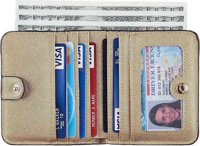 Toughergun Women’s Small Slim Leather Wallet with RFID Protection, Compact Bifold Mini Purse with Clear ID Window